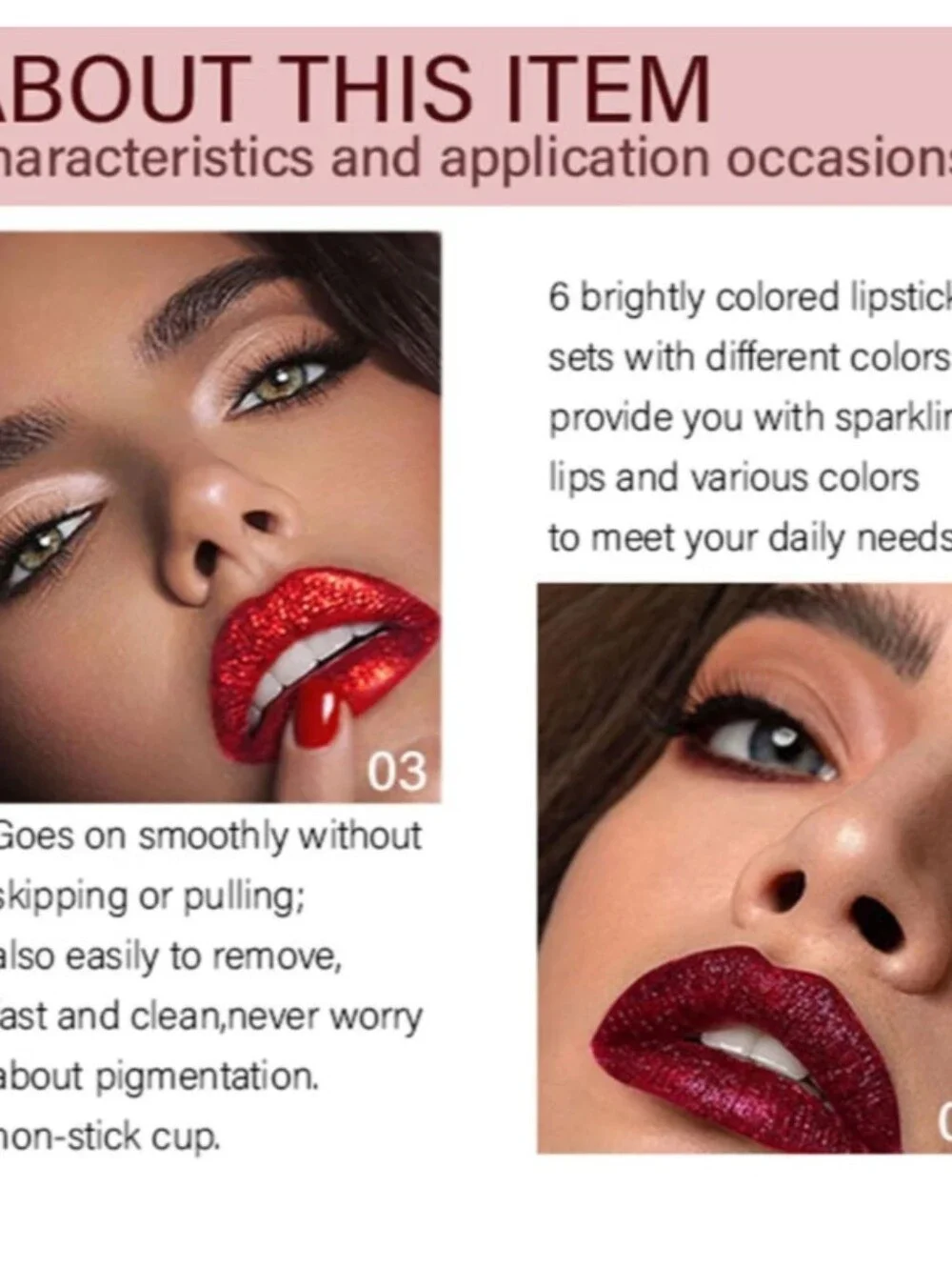 Glitter Liquid Lipstick - Orange-Red & Burgundy